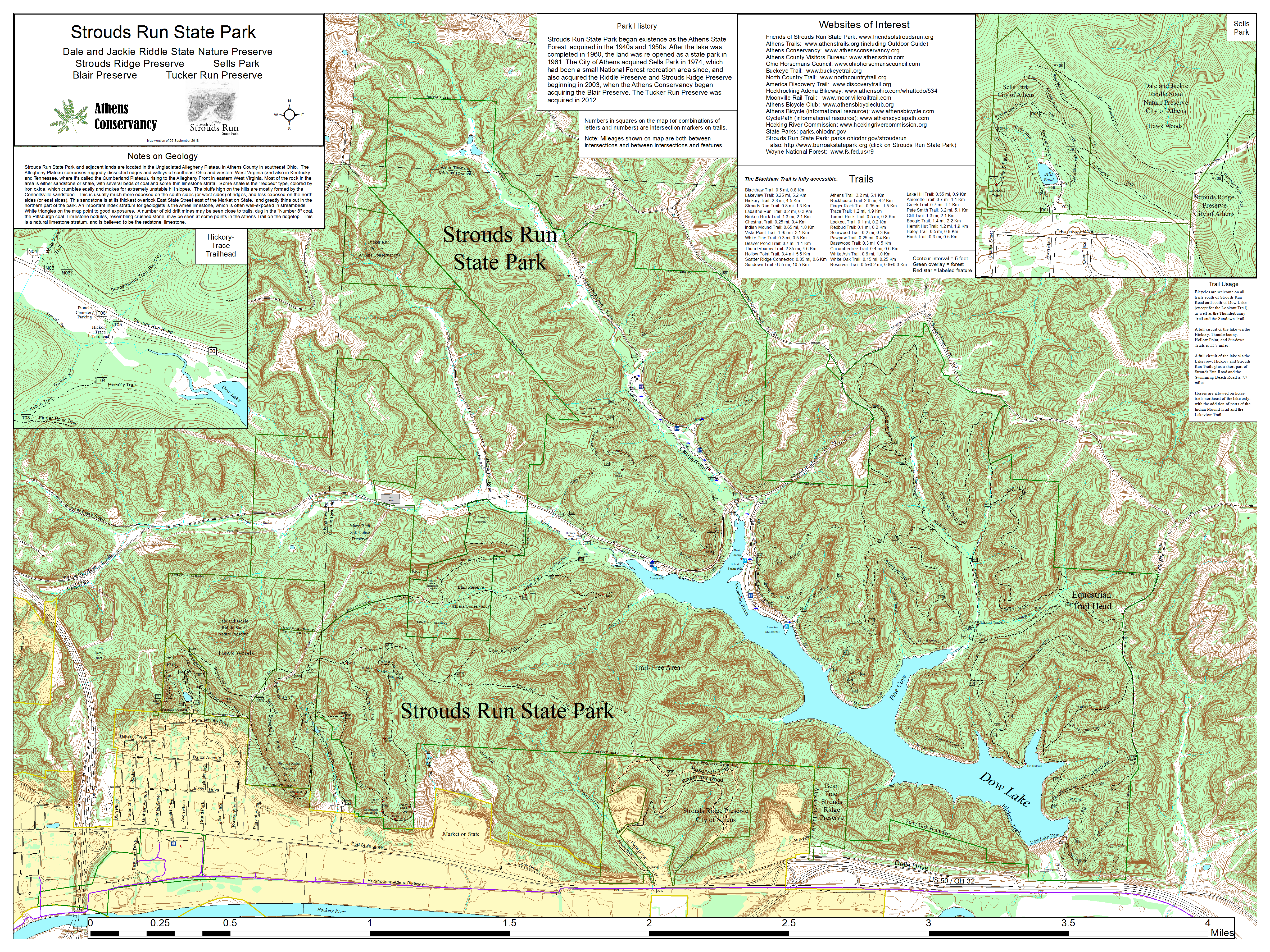 Strouds Run Trail Map Athens Area Outdoor Recreation Guide: Strouds Run State Park