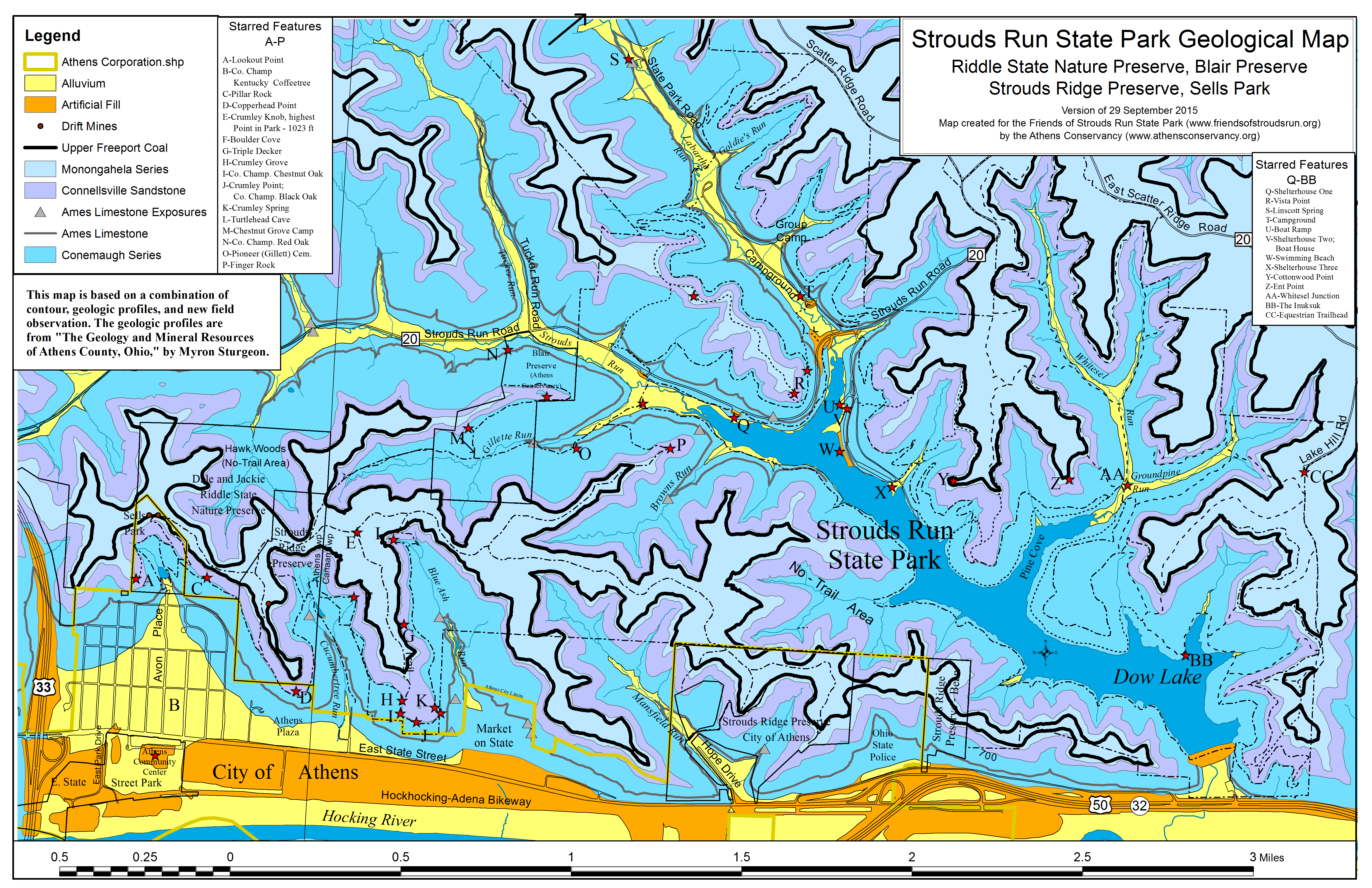 Strouds Run Trail Map Athens Area Outdoor Recreation Guide: Strouds Run State Park