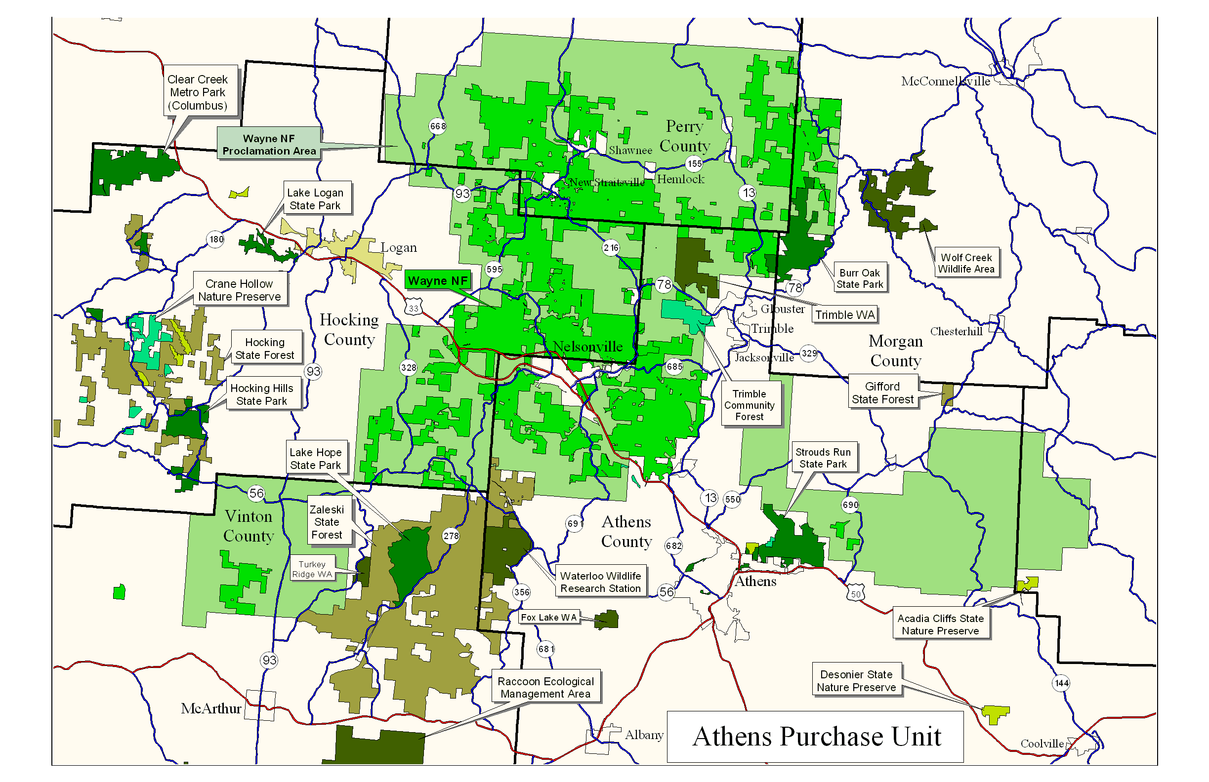 Ohio Regional Map Center Public Areas and Trails